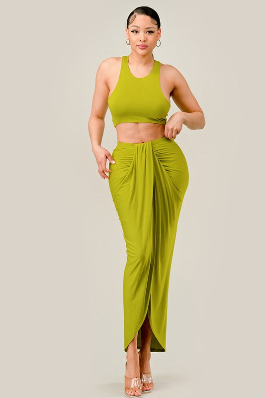 Lime Two Piece Skirt Set